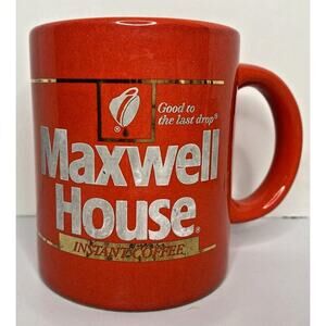 Maxwell House Instant Coffee‎ Cup/Mug 12 oz Vtg Red/Gold 1980s Made in Japan